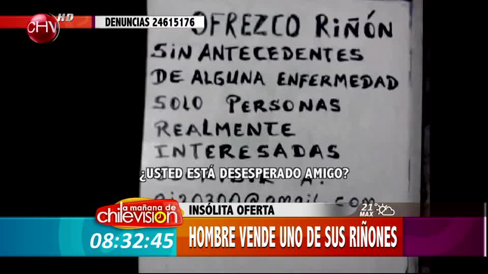 Hombre vende riñón por apuro económico