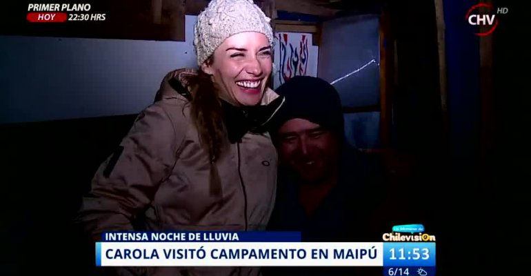 Carola de Moras vivió la realidad del campamento Japón bajo la lluvia junto una familia en Maipú