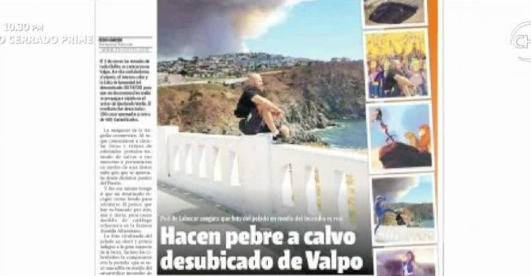 Hombre calvo es criticado por foto en incendio de Valparaíso