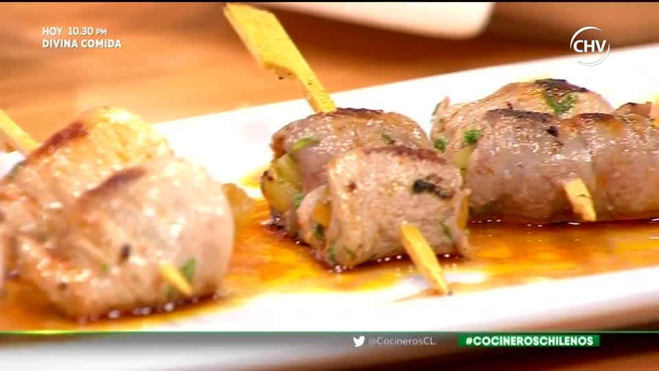 Pincho de filete de chancho con damasco y menta - Parte 2