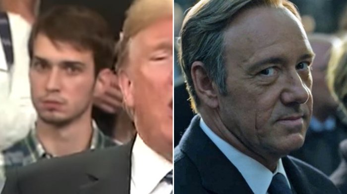 Echaron a un sujeto que hacía caras cómplices mientras estaba hablando Trump