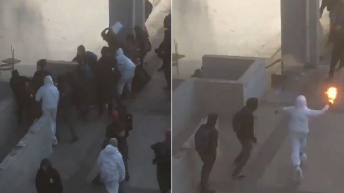 Hasta con una mólotov a quemarropa: Agredieron brutalmente a carabineros en Liceo de Aplicación