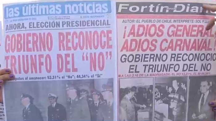 “Adiós general” fue cambiado por “adiós Sebastián” en conmemoración de los 30 años del plebiscito del “Sí” y el “No”