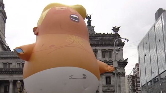 Con enorme inflable de Donald Trump bebé contrarios a Cumbre del G20 se manifestaron en Buenos Aires