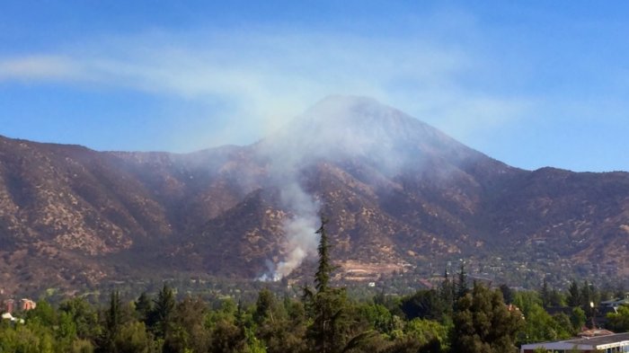 Incendio forestal afecta ladera del Cerro Manquehue