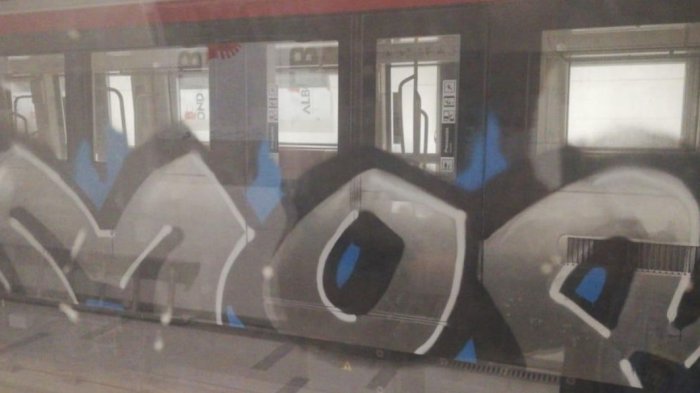 Vagón de la futura Línea 3 del Metro amaneció con rayados: Se investigan las cámaras de seguridad