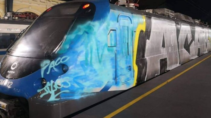 Tren Central se querellará contra responsables de rayados a uno de sus carros
