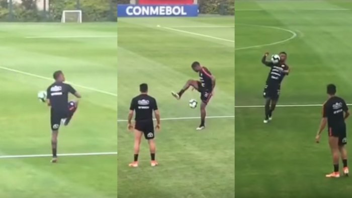 100% real: Captan a Junior Fernandes haciendo magia con el balón junto a Isla y Alexis