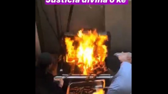 “Les pasa por no invitarme”: Graban momento cuando a oficinistas se les incendia el asado de su trabajo