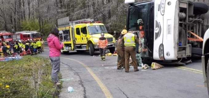 Confirman identidad de los tres jóvenes muertos en volcamiento de bus en Curacautín