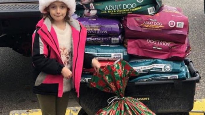 Una Navidad distinta: Niña prefirió donar alimentos para mascotas en lugar de recibir regalos