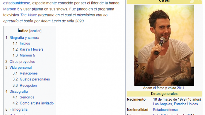 Los hilarantes cambios a la página de Wikipedia de Adam Levine tras presentación de Maroon 5 en Viña 2020