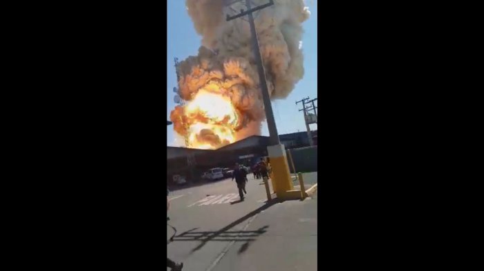 El registro del momento en que se produjo la explosión en las bodegas de Pudahuel