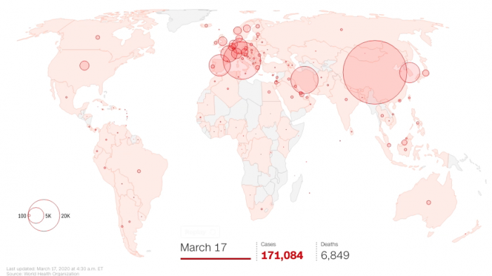 Impactante antes y después: Así ha cambiado el mapa mundial del coronavirus desde enero