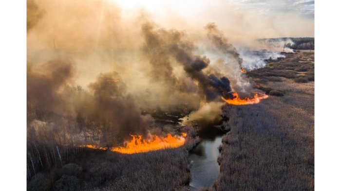 La capital de Ucrania está cubierta de humo por los incendios forestales en Chernobyl
