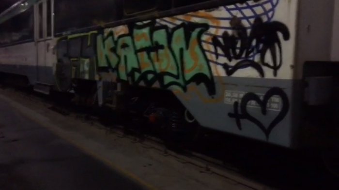 Detienen a 6 personas por rayar vagones del tren en Estación Central: Hubo episodios similares en marzo