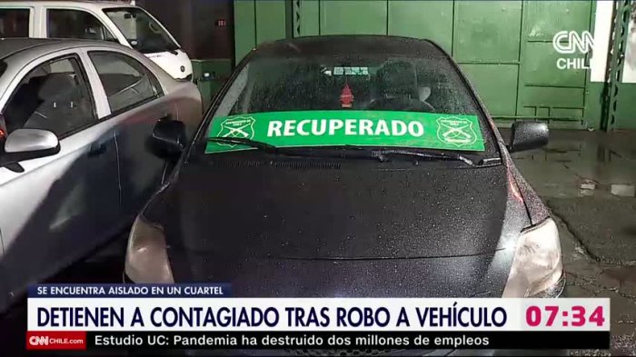 Detienen a hombre con COVID-19 que circulaba en vehículo robado: Estaba intentando sustraer otro auto
