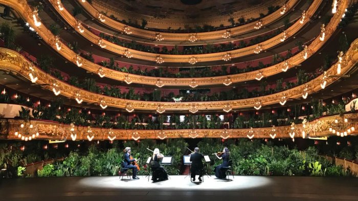 Más de 2 mil plantas fueron el inusual público en la reapertura de una ópera en Barcelona