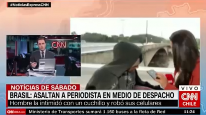 Reportera de CNN Brasil fue asaltada con cuchillo mientras despachaba en vivo