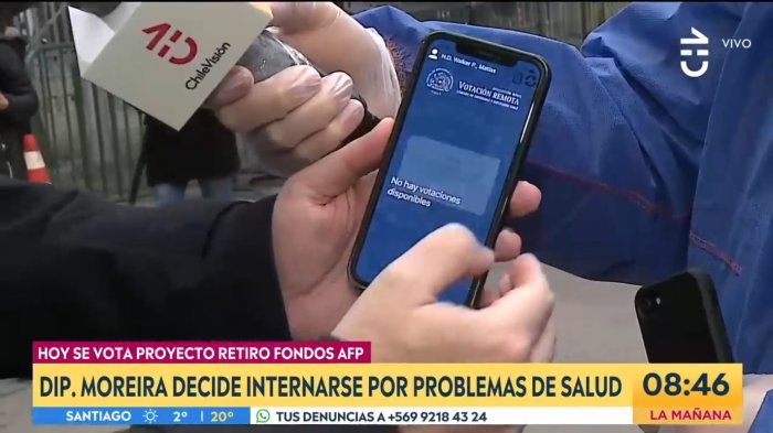 Diputado Moreira podría votar: Walker mostró al aire cómo funciona la app que tienen en el Congreso