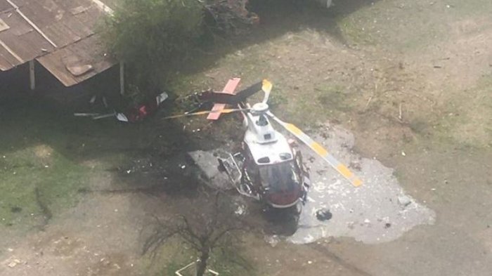 Helicóptero cayó en estacionamiento del Hospital Roberto del Río