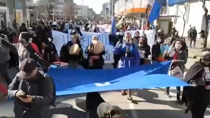Manifestación en apoyo a presos mapuche en huelga de hambre terminó con 4 detenidos