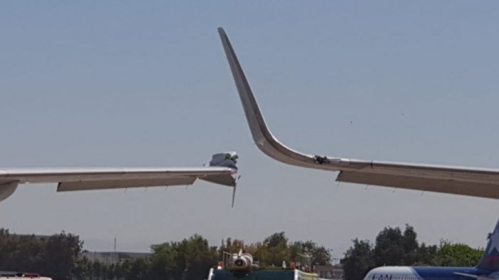 Dos aviones chocaron en la losa del Aeropuerto de Santiago