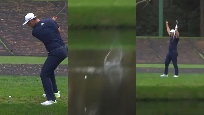 Sólo una vez en la vida: La pelota saltó tres veces en el agua y logró un impresionante hoyo en uno