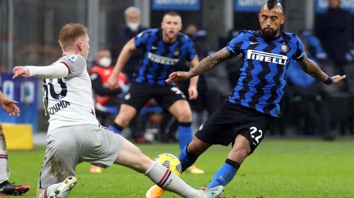 Duelo de chilenos: Inter de Vidal y Alexis es sublíder tras vencer al Bologna de Medel