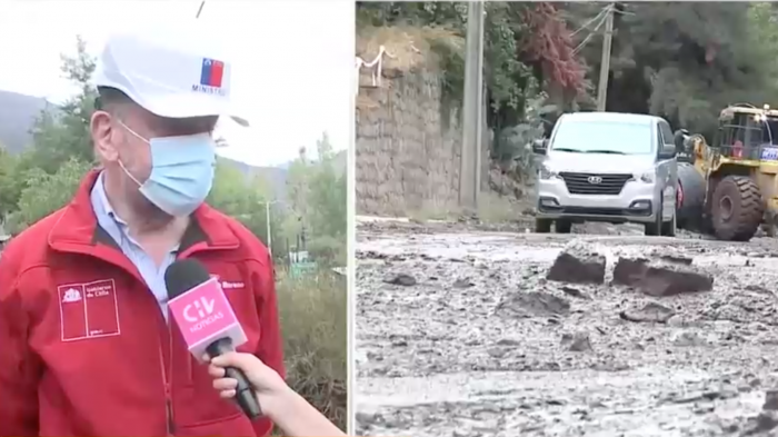 Ministro Moreno llega al Cajón del Maipo tras aluvión: 
