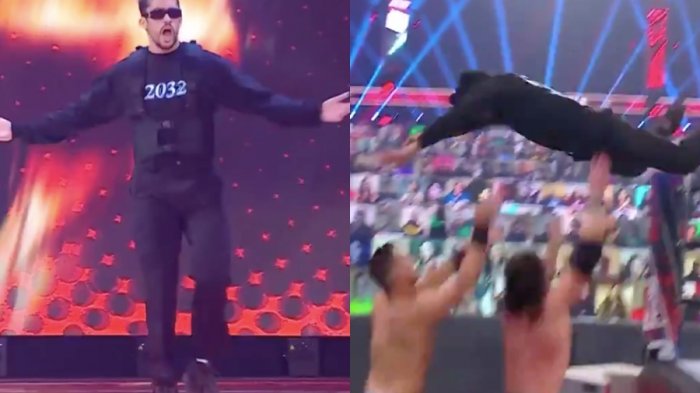 Bad Bunny se vengó con una plancha de The Miz y Morrison en el Royal Rumble