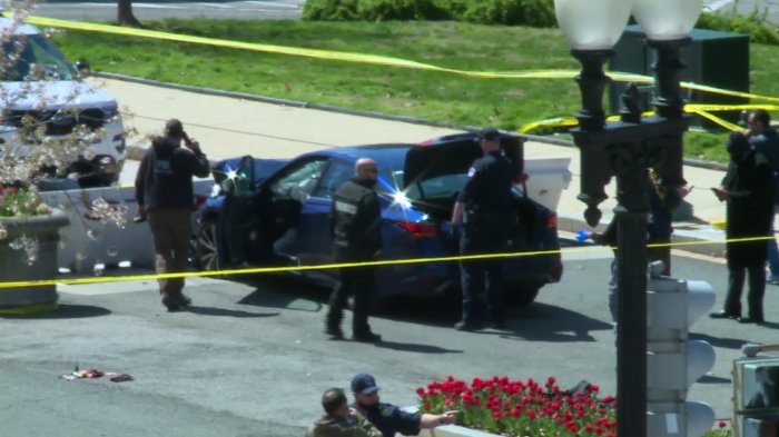 Amenaza externa obliga a cerrar el Capitolio: La policía detuvo a conductor que embistió contra efectivos