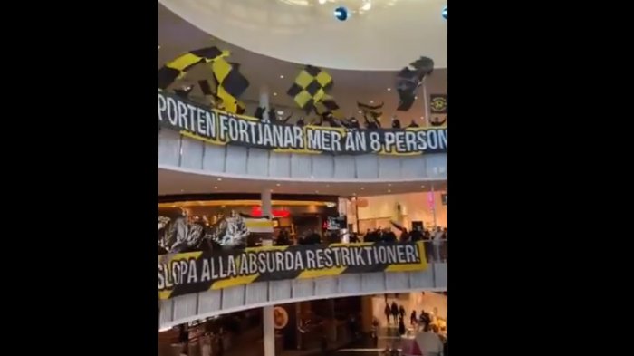 Hinchas de club sueco realizaron insólita protesta en los pasillos de un centro comercial