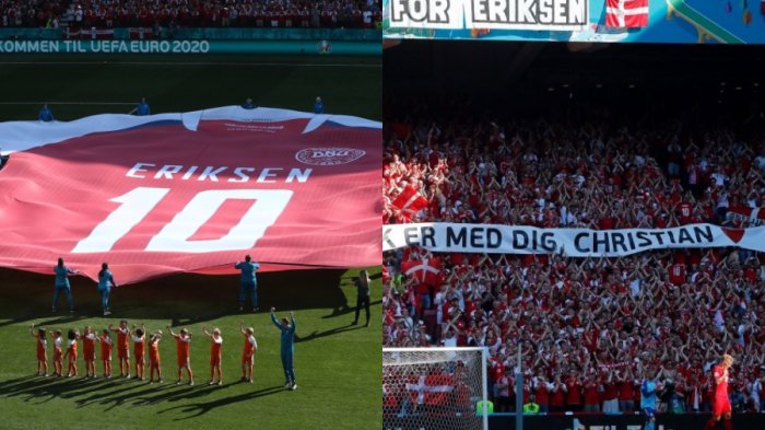 El emotivo homenaje de todo el estadio a Christian Eriksen en el partido de Dinamarca contra Bélgica