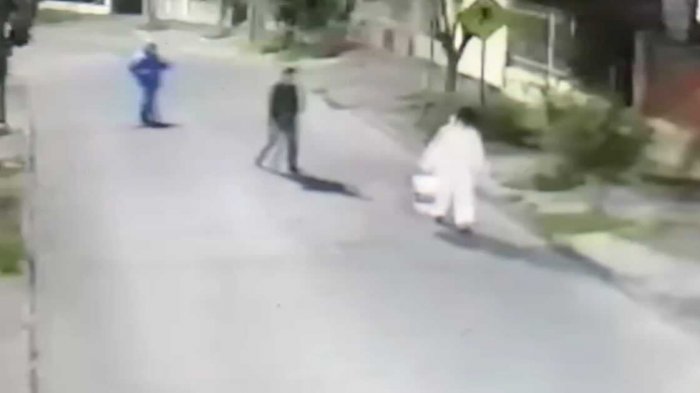 Con overoles y escalera: Cámaras revelan el momento exacto en que individuos atacaron el monumento de Allende