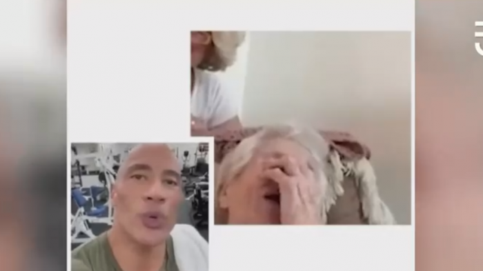 El tierno saludo de La Roca a mujer que cumplió 102 años