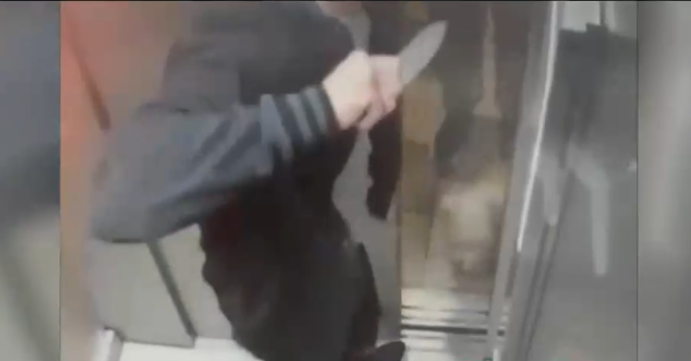 Alerta en comunidad de La Cisterna: Vecino se pasea con cuchillos en el edificio