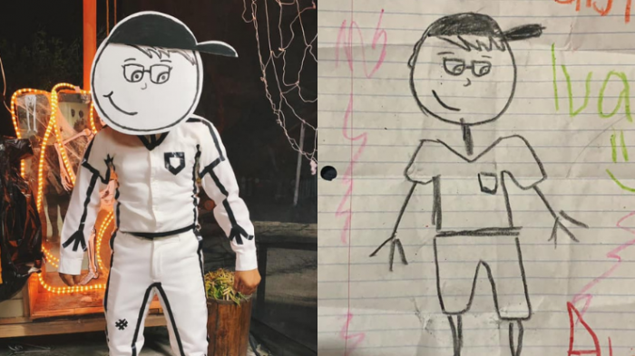 El homenaje de un profesor a alumna fallecida: Usó como disfraz un dibujo que ella hizo