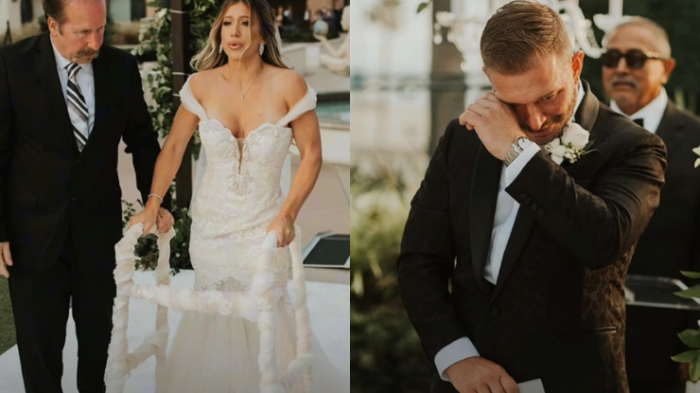 Novia parapléjica cumplió su sueño y caminó hacia el altar el día de su boda