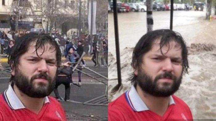 Gonzalo de la Carrera compartió foto trucada de Boric: Selfie original fue tomada cuando se desbordó el Mapocho