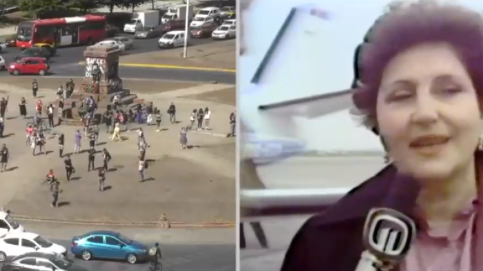 Grupo de personas llegan a Plaza Italia tras confirmarse muerte de Lucía Hiriart