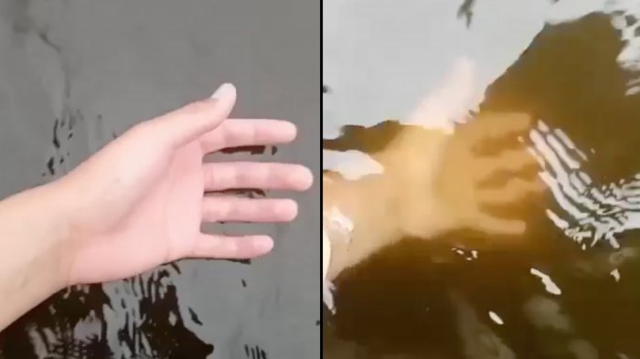 Color extraño del agua: Evacuan playas de Lota por eventual derrame químico al mar