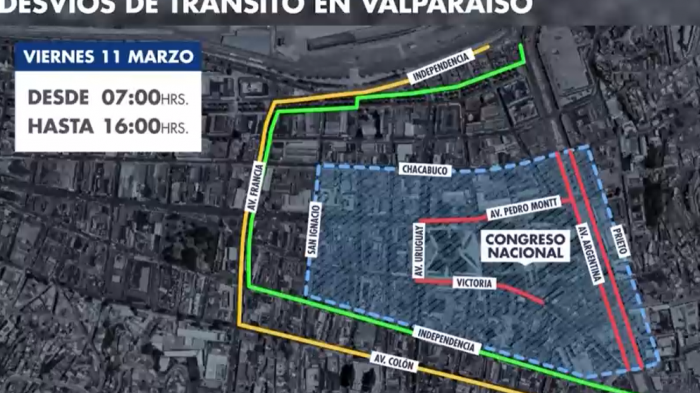 En Santiago y Valparaíso: Estos son los cortes de tránsito y desvíos que se aplicarán por cambio de mando