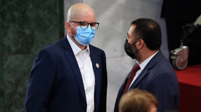 Ministro Jackson en su llegada a la Moneda: 