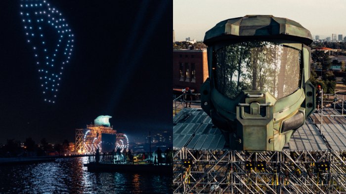 Con un casco gigante y show de drones: Así fue el lanzamiento de la serie Halo de Paramount+ en Latinoamérica