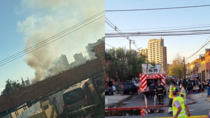 Incendio destruye tres viviendas en cité de Estación Central: Dos bomberos resultaron lesionados