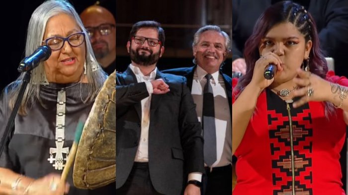 Causa mapuche y consignas feministas se tomaron evento cultural al que asistió el presidente Boric en Argentina