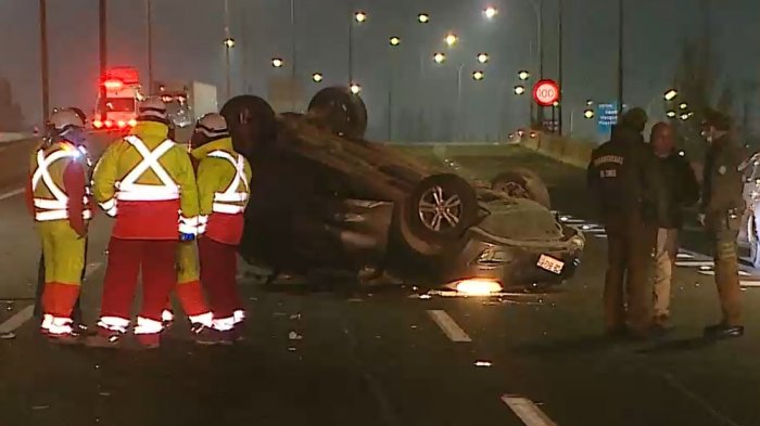 Volcaron el auto al fugarse: Persecución policial terminó con un muerto en Cerrillos