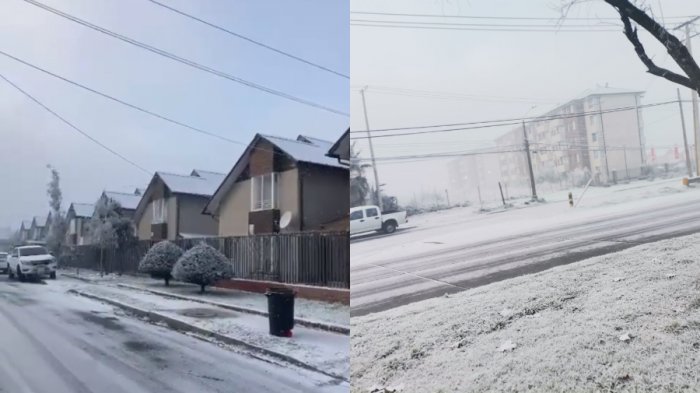 Impresionantes imágenes: Frío extremo transformó la llovizna en nieve en distintos sectores de Chillán