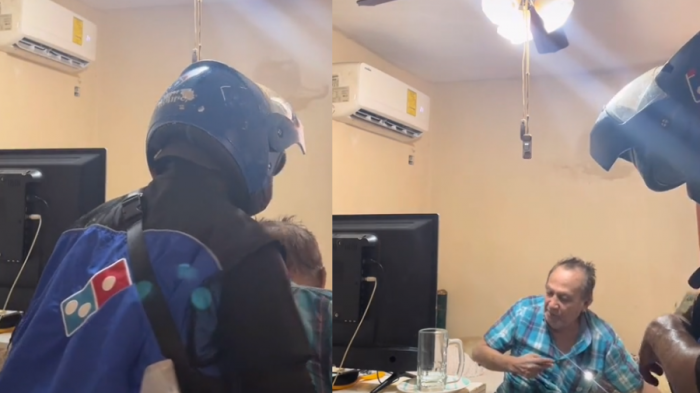 Repartidor de pizza se hace viral tras ayudar a adulto mayor que hizo pedido para poder subir a su cama